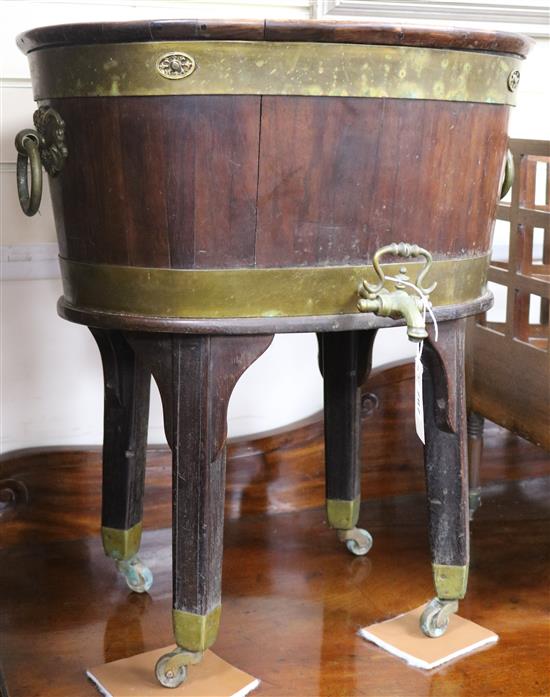 A late Georgian brass mounted wine cooler W.53cm